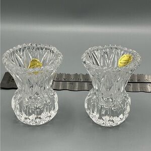 Princess House 3” Lead Crystal Sawtooth Pineapple Vases
